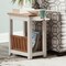 Alaterre Furniture Savannah Chairside Magazine End Table with Pull-out Shelf, Ivory with Natural Wood Top ASVA25IVW - alternate 4